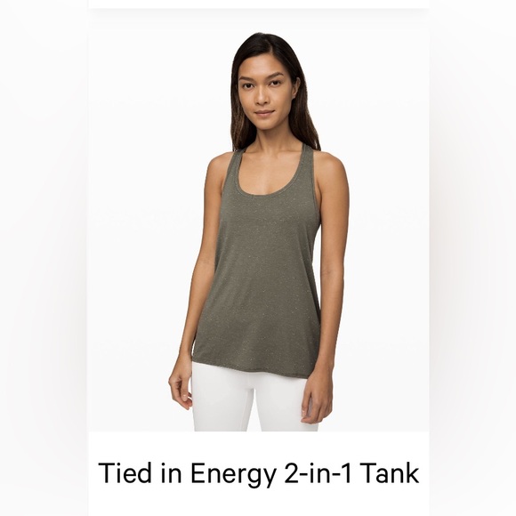 Lululemon Tied-in-energy 2 in 1 tank Colour Grey Sage size 4 - Picture 2 of 2